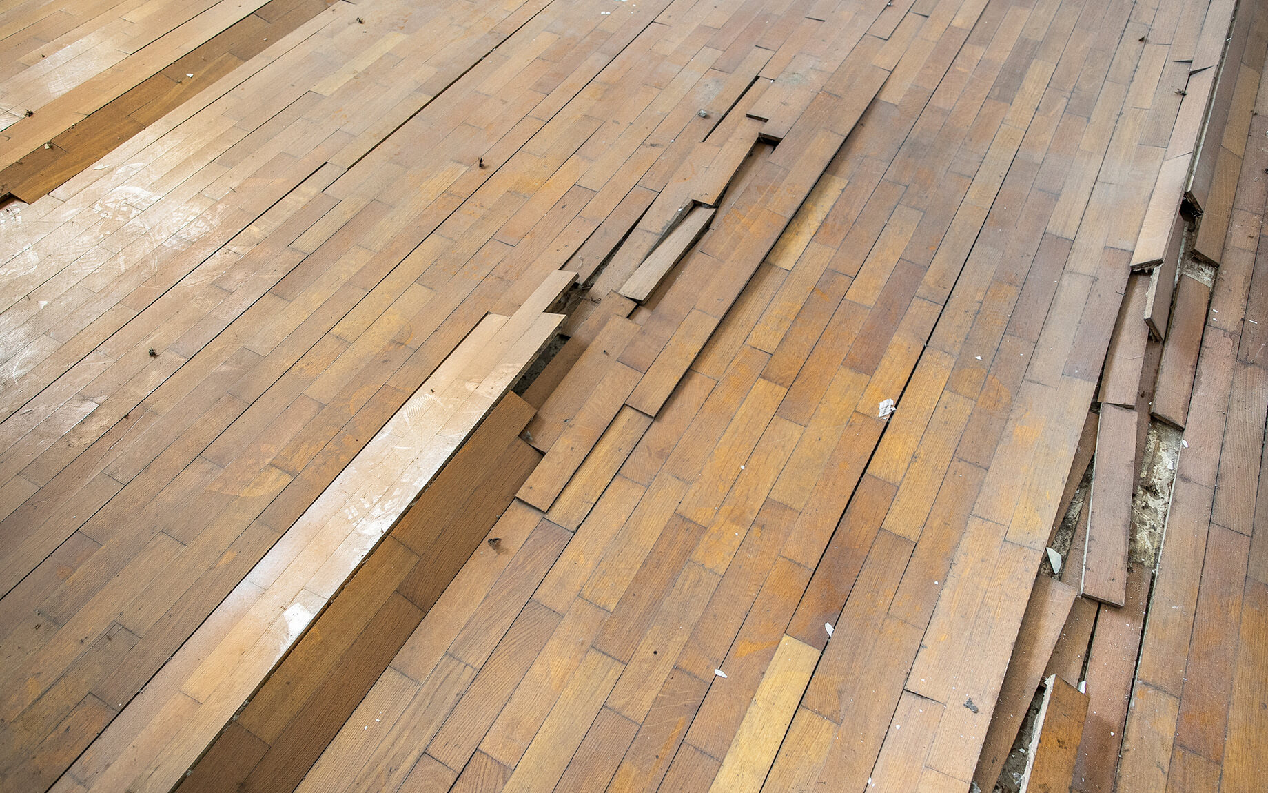 Uneven surface of a hardwood floor