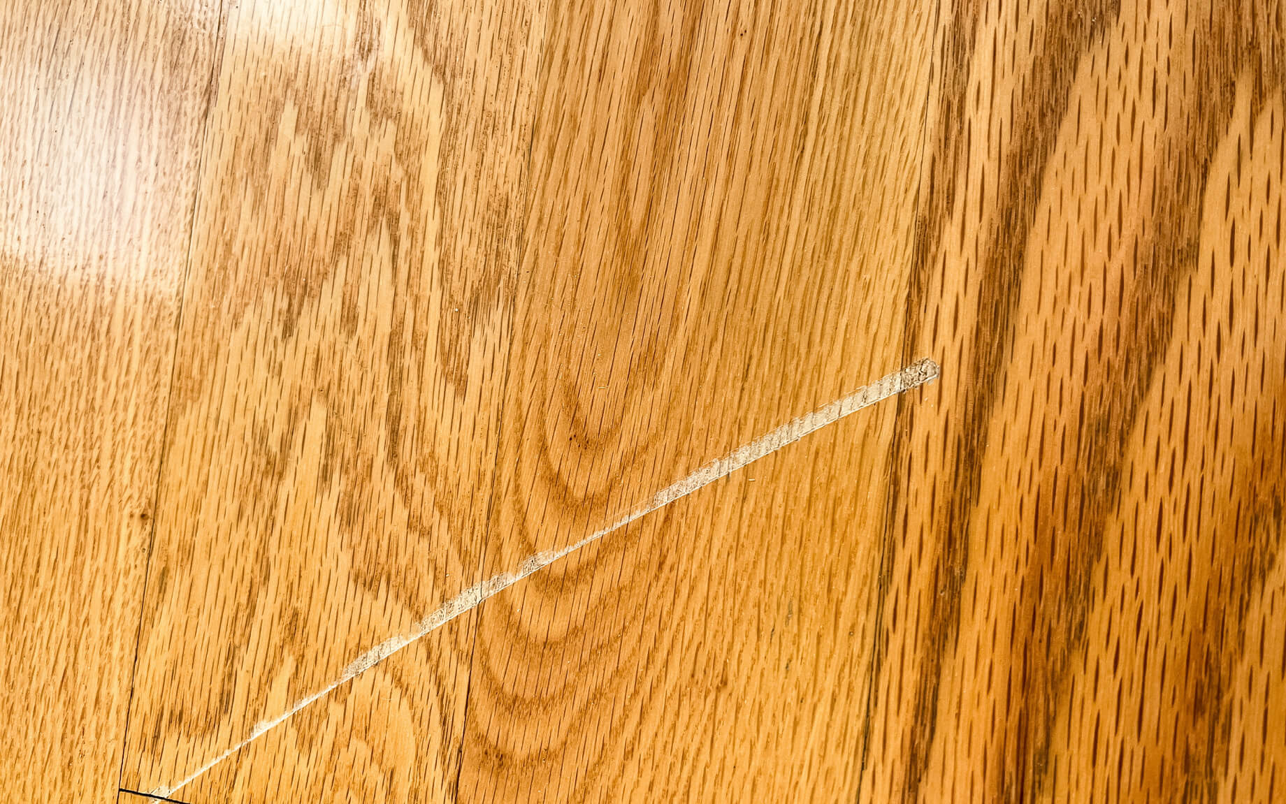 Scratched surface of a hardwood floor